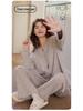 Women's V-Neck Cotton Cardigan with Chest Pads - Long Sleeve, Sweet Cartoon Design for Home or Casual Wear in Spring and Autumn.