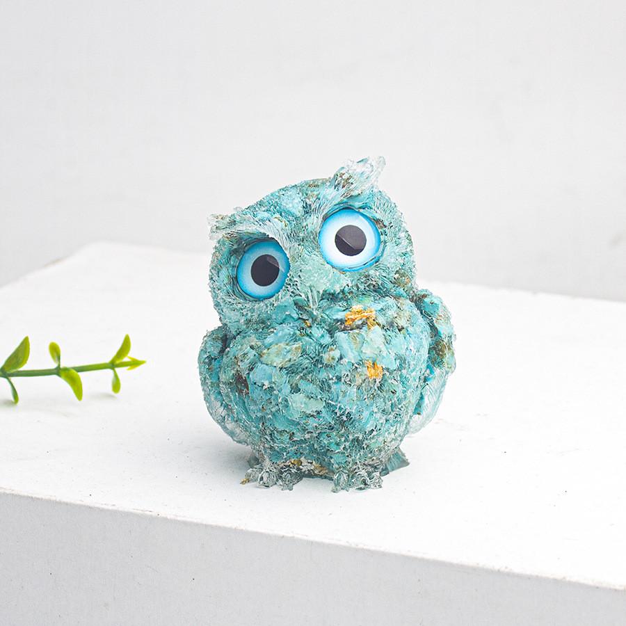 Natural Crystal Owl Car Ornament For Office Desk Decor Gift For Kids