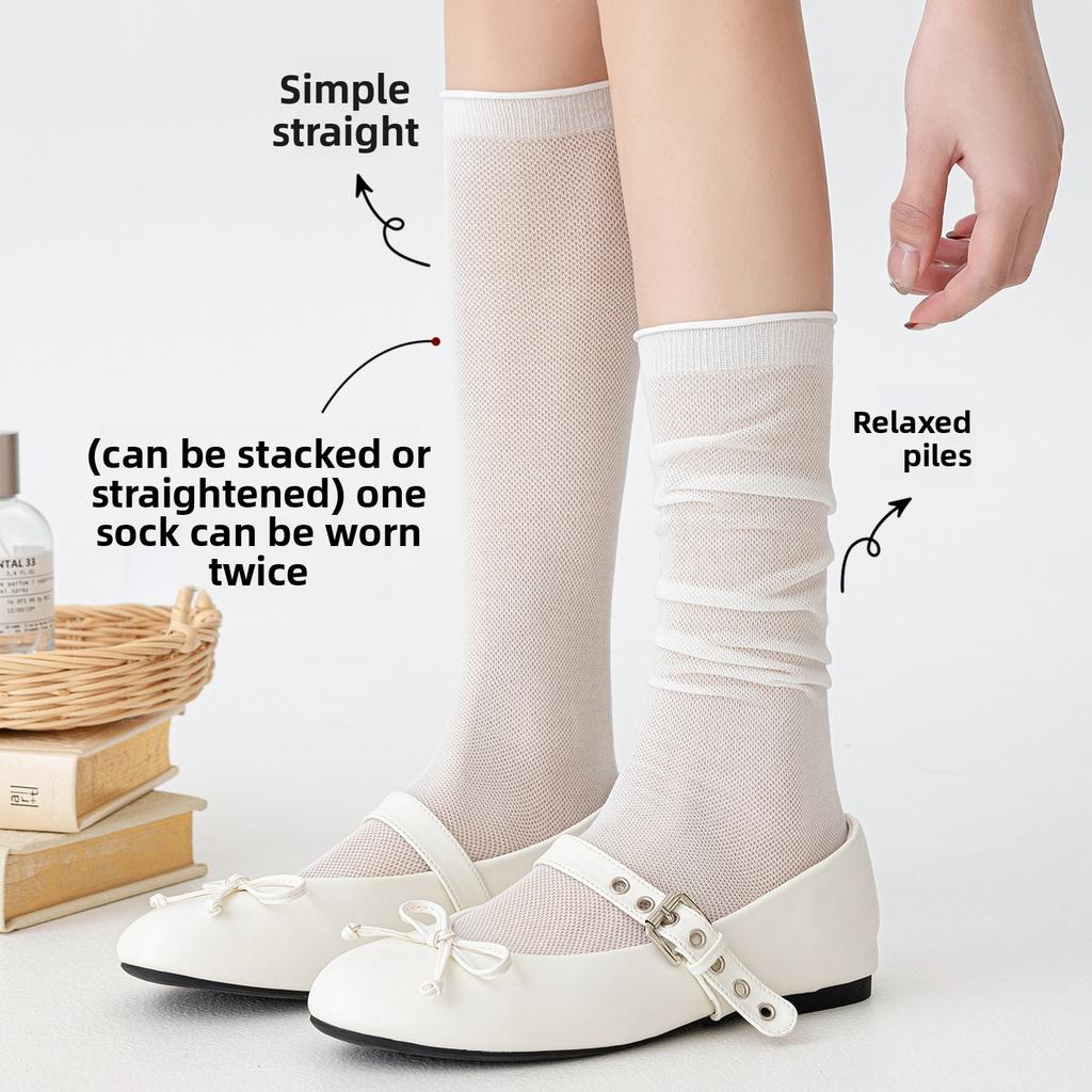Silk-silk Women's Summer Net Eyelet Breathable Anti-odor and Sweat-absorbing Sports Stockings