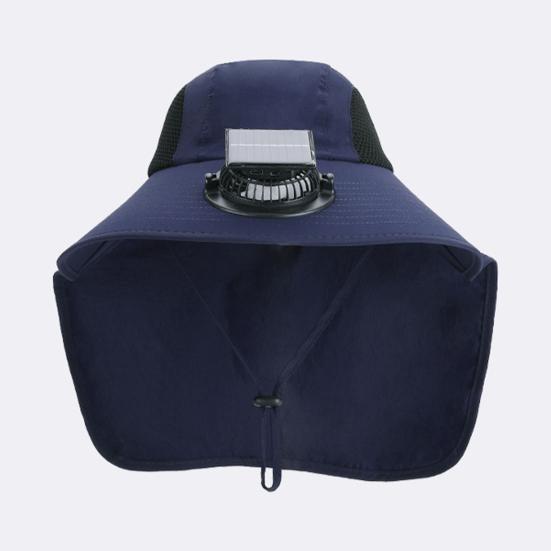 Solar Fan Hat Wide-Brimmed Shawl Fishing Hat with Dual-Power Fan Design Solar USB Charging UV-Protection Outdoor Hat