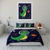 Dinosaur Astronaut Space Theme Bedding Duvet Cover Set  (1*Duvet Cover 2*Pillowcases, without duvet insert)