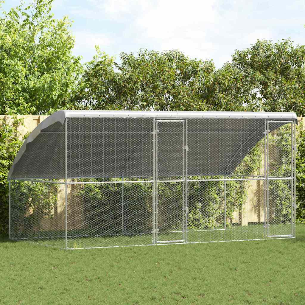 Galinheiro 2 Peças Prata 400 x 200 x 200 cm Aço Galvanizado