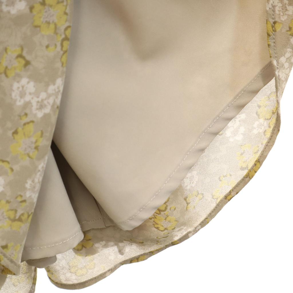 CLANE Floral pattern switching Short sleeve Pleated Long dress 1 beige Women Used