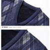 Men's Winter Knit Fleece Sweater Vest Retro Sleeveless V Neck Pullovers Sweater Knitwear Plaid Man Clothes Warm Bottoming Vest