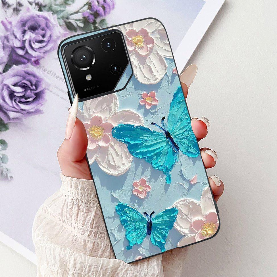 For Asus ROG Phone 9 Pro Back Cover For Asus ROG Phone 9 Case Silicone Cute Cat Luxury Love Funny Painted Shockproof Bumper