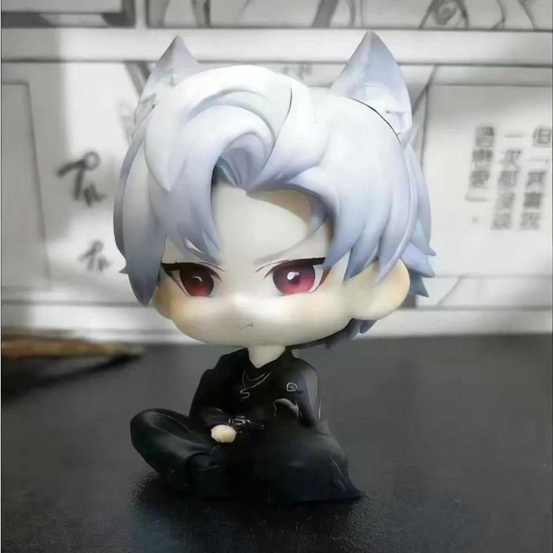 7cm Liefde En Diepe Ruimte Qin Che Sylus Chibi Figuur Schattige Mini Wolfsoor Qin Che Pop Otome Spel Model Speelgoed Bureau Ornament Fan Cadeau gray