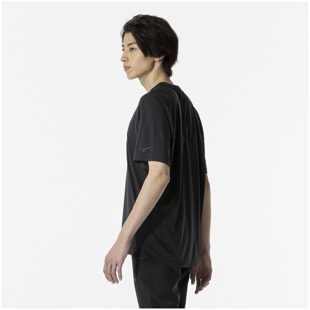 Mizuno Dry Short Sleeve Training Black Size 32MAA510 Men's T-Shirt, Moisture-Wicking, Quick-Drying, Moxa,