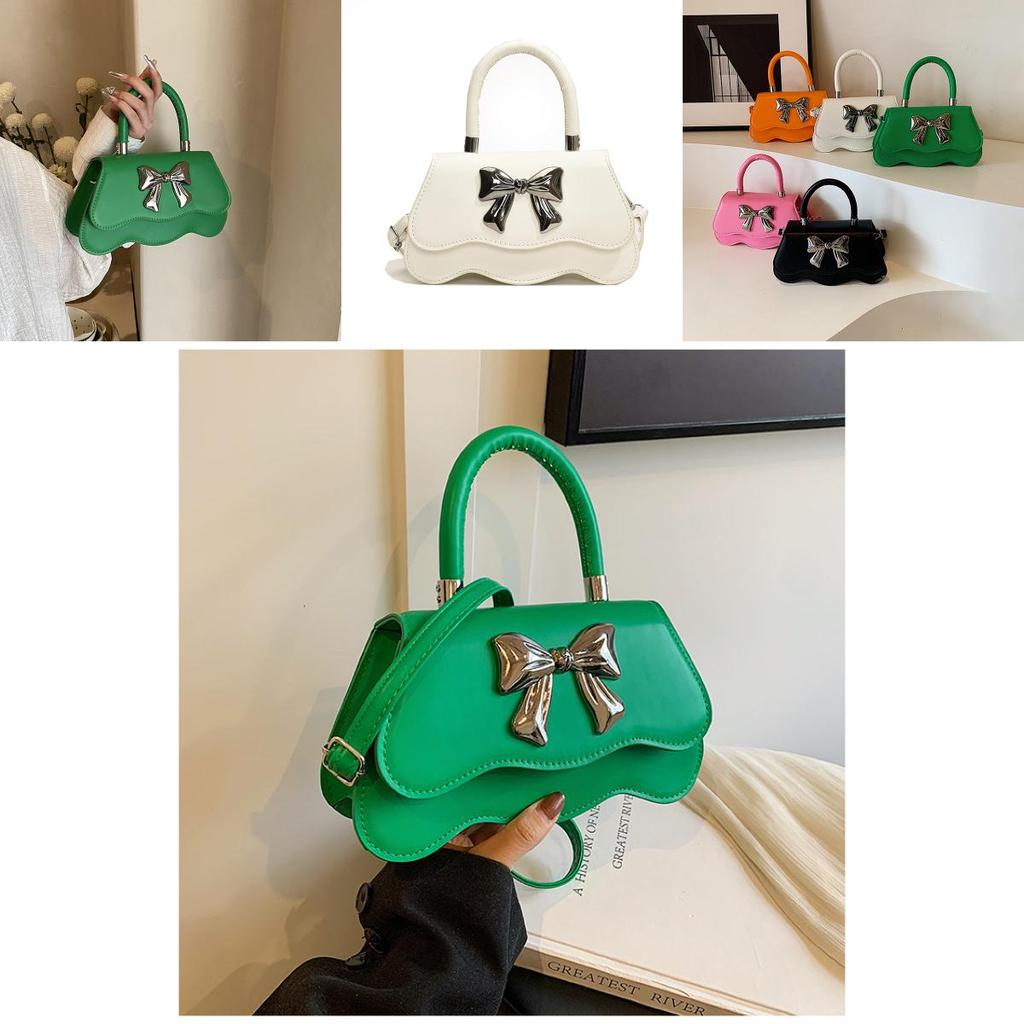 Fashionable Bowknot Small Square Tote Bag For Women Cute Shoulder Crossbody Purse