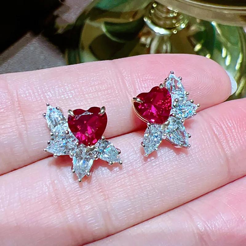 2026 Gorgeous Red CZ Women's Cubic Zirconia Earrings, Bright and Elegant   Engagement Wedding Party Jewelry