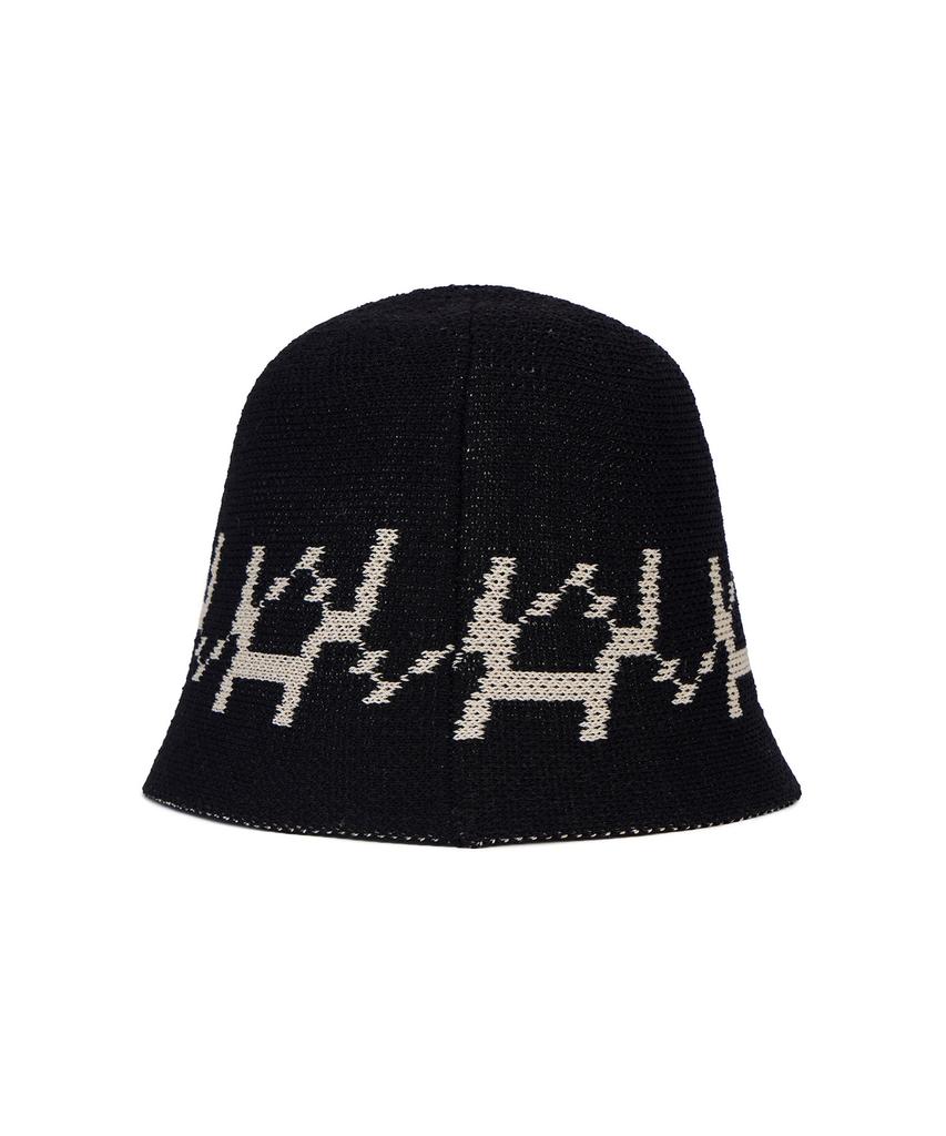 Bajal Va Digital Logo Jacquard Summer Bucket Hat Black