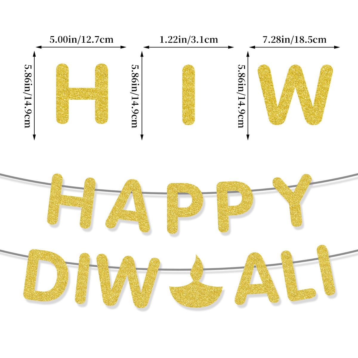 

Indian Diwali Party Decoration Glitter La Flag Happy Diwali Alphabet Latte Flower Happy Diwali glitter letter flag