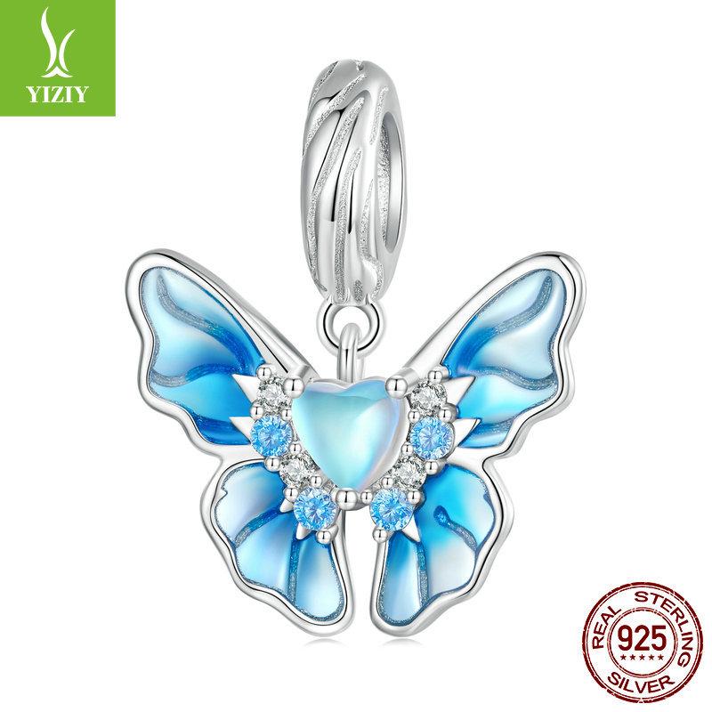 S925 Sterling Silver Butterfly Series Pendant Jewelry Accessories, Mori Girl Heart Diy Bead Partition