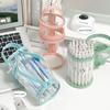 Transparent Mesh Pencil Holder Pen Case Handbag Large Capacity for School Office Stationery