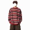 Unisex Retro Rot Gestreifter Mohair Pullover – Herbst/Winter Stil