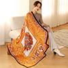 European and American retro printing silk scarf simulation silk large shawl travel sunscreen decoration autumn and winter scarf silk scarf new