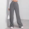 Women Wide Leg Pants Elastic High Waist Adjustable Drawstring Pure Color Long Sweatpants with Pockets Casual Lounge Pants Daily Wear