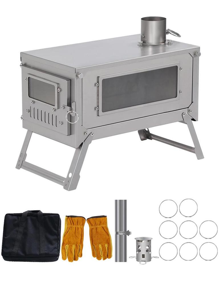 Foldable Titanium Multifunctional Outdoor Tent Stove for Heating, Cooking, and Boiling Water