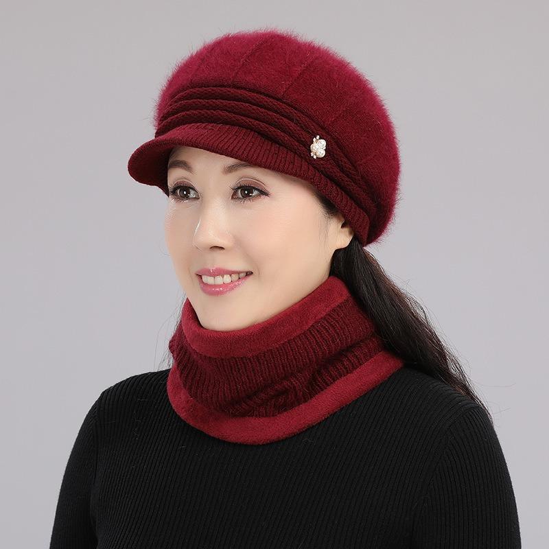 Hat female autumn and winter rabbit plush wool hat plush warm knitted hat cycling cold-proof cap