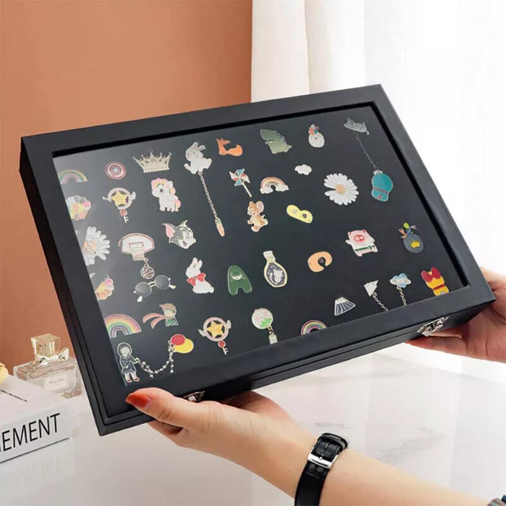 Dustproof Storage Box Peripheral Brooch Badge Display Case Jewellery Organizer Pin Display Box