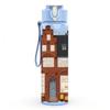 1PC Brown Building House 750ml Color Plastic Sports Water Bottle Leakproof Flip Straw Lid Suitable for Sports Office Home Use