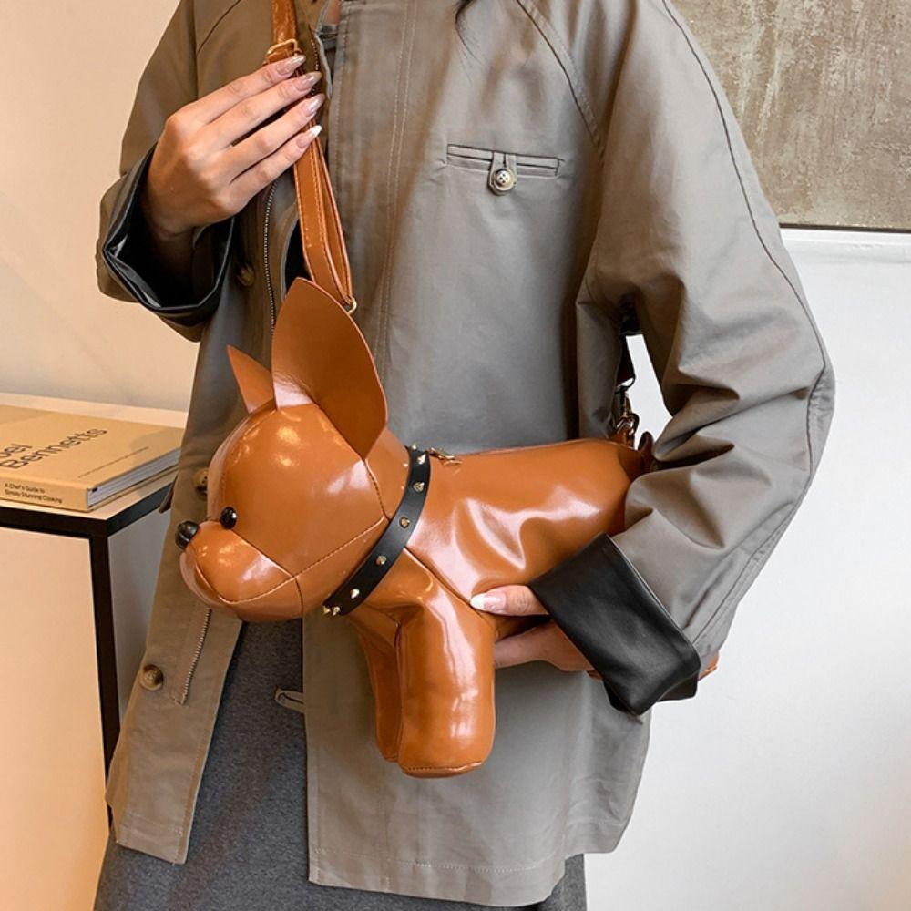 Three-dimensional Bulldog Dog Bag Bulldog Shape Cartoon Crossbody Bag Animals Shoulder Bag  Girls