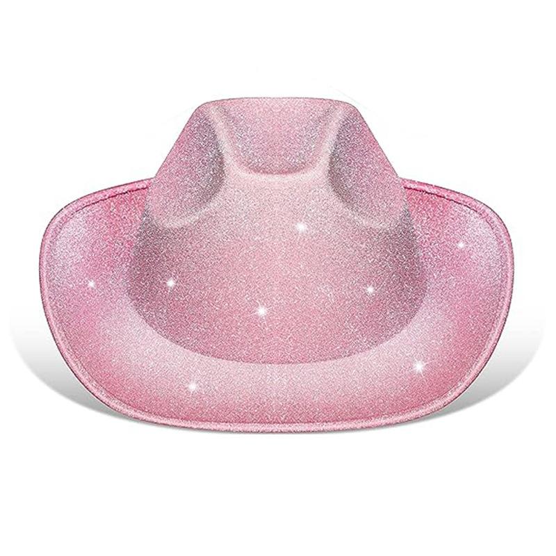 Halloween Party Pink Gold Denim Pink EVA Composite Cowboy Hat Halloween Glitter Cowboy Hat