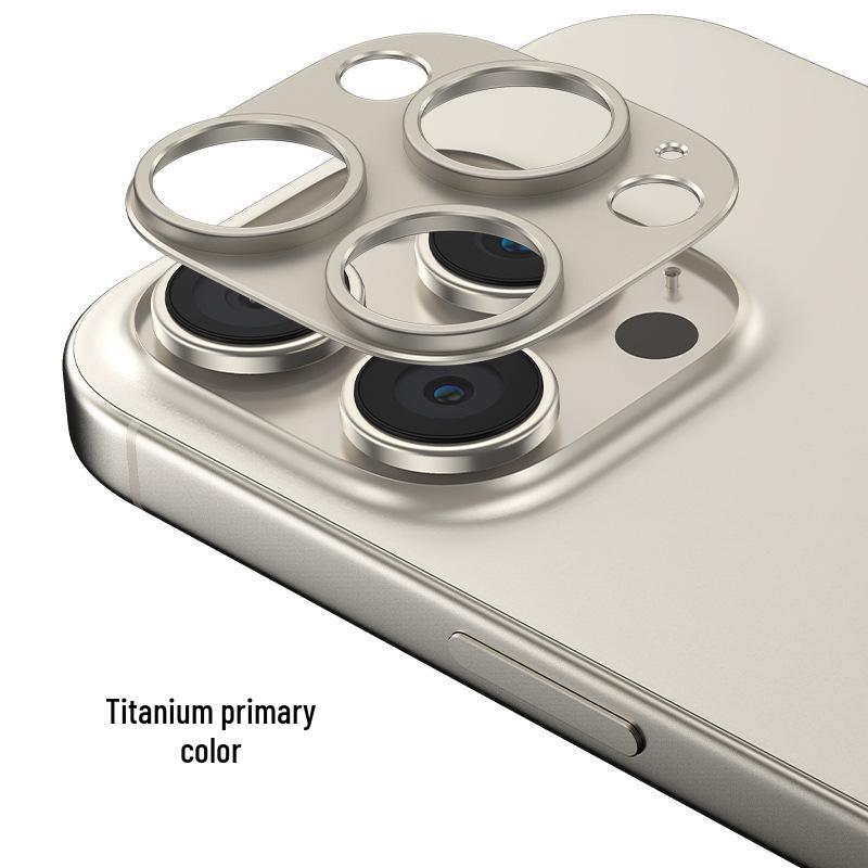 Compatible Apple iPhone 16 Pro Max Frosted Aluminum Lens Film Armor with Hollowed-Out Metal Sticker