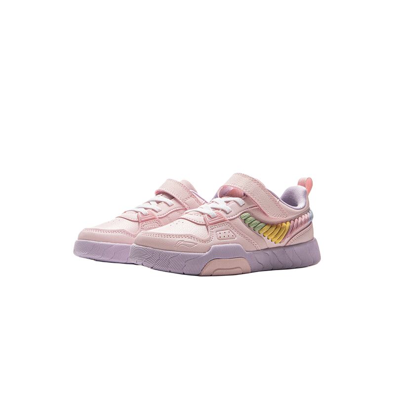 Li Ning Sports Lifestyle Series Comfortable Fashion Shock Absorption Rebound Low-Top Kids Casual Shoes Kids Casual Shoes Light-Pink YKNV052-2