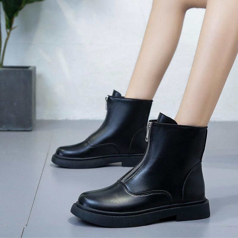 Cremallera delantera Tacón bajo Tacón grueso Botas cortas Mujer Dedo deldo  redondo Tacón plano Botas de mujer comprar a buen precio — entrega  gratuita, reseñas reales con fotos — Joom