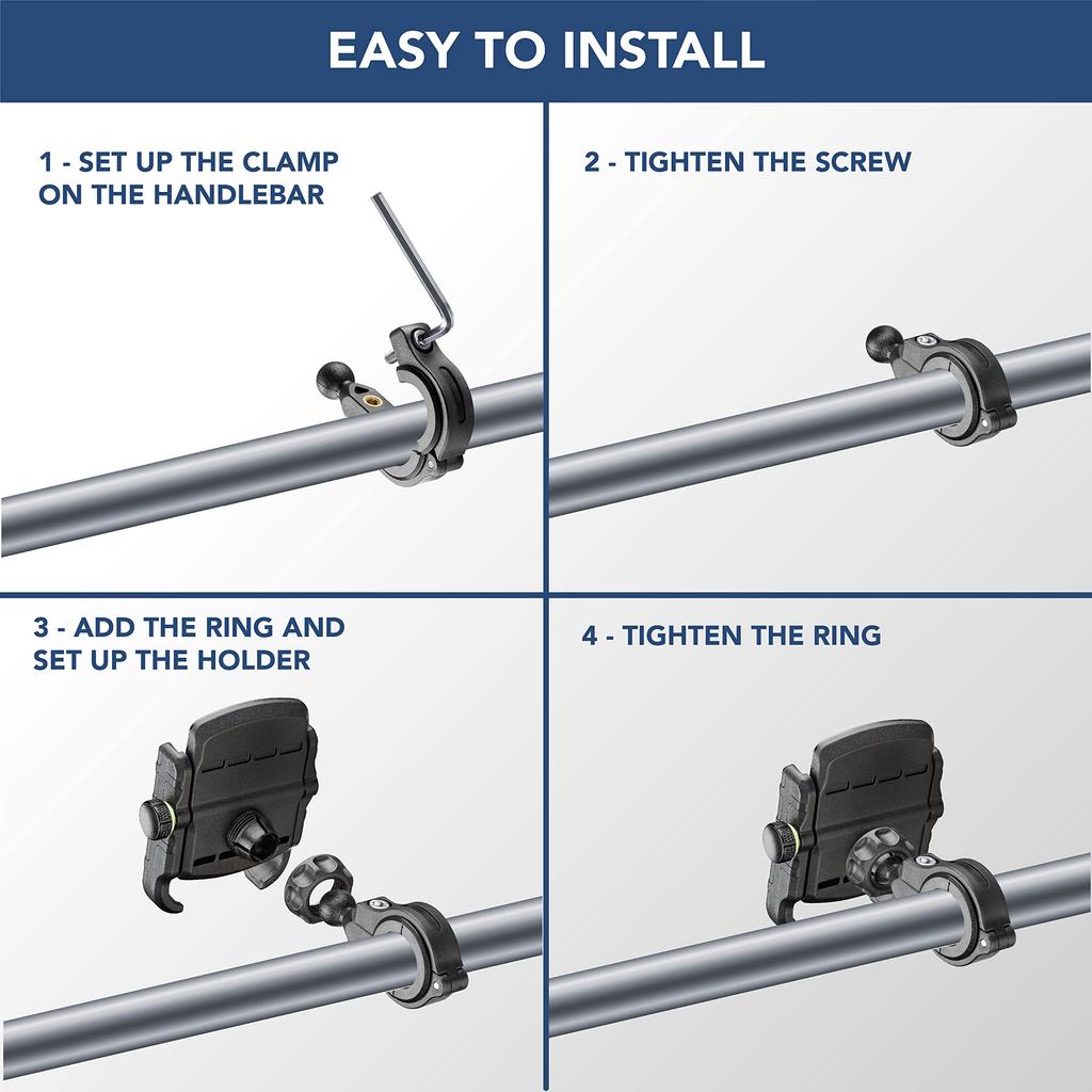 Cellularline Universal Smartphone Holder for and Adjustable MOTOHOLDERALUK Bicycles, iPhones, Motorcycles, Android, Xperia, OPPO, Mount, 360-Degree