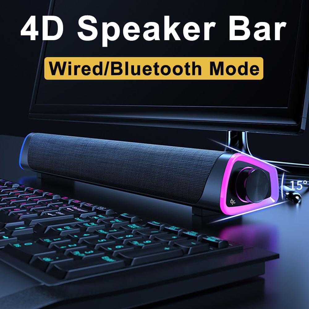 4D Speaker Bar Stereo Sound Subwoofer Bluetooth Speaker for Macbook Laptop Notebook PC Music Player 3.5mm Soundbar Loudspeaker