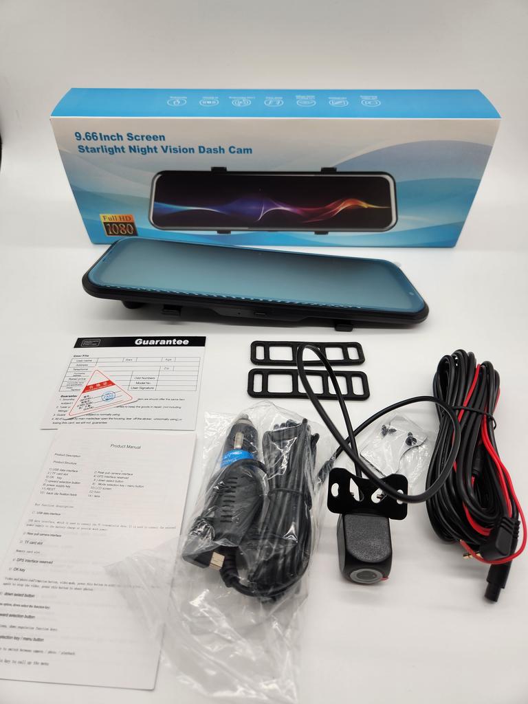 Full HD 1080P Streaming Dash Cam Full Screen Touch 10 Inch Dual Lens 170 Angle Night Vision Wifi App Control Vehicle DVR