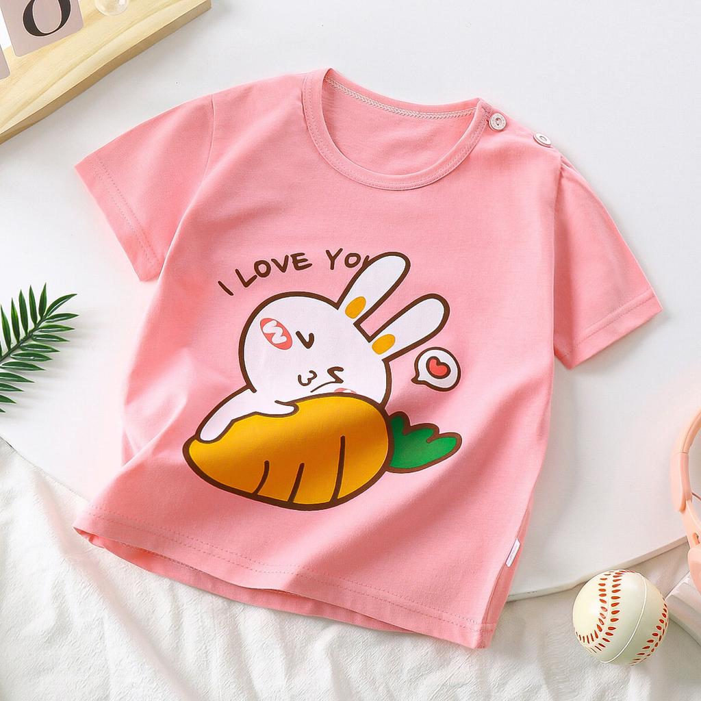 Children's short sleeved T-shirt with fashionable cartoon print theme, a gift for children