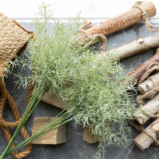 2 Pcs Artificial Green Grass Stems Realistic Fake Greenery Branch for DIY Vase Floral Arrangement Wedding Party Home Dining Table Centerpiece