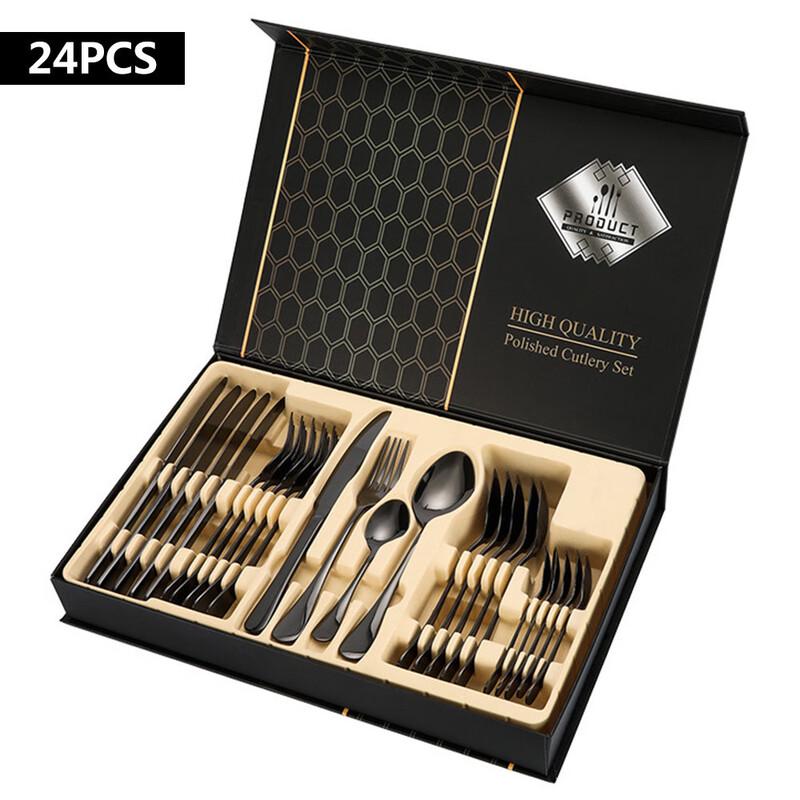 WZ Collection Stainless Steel Western Cutlery Gift Set 24-piece Set