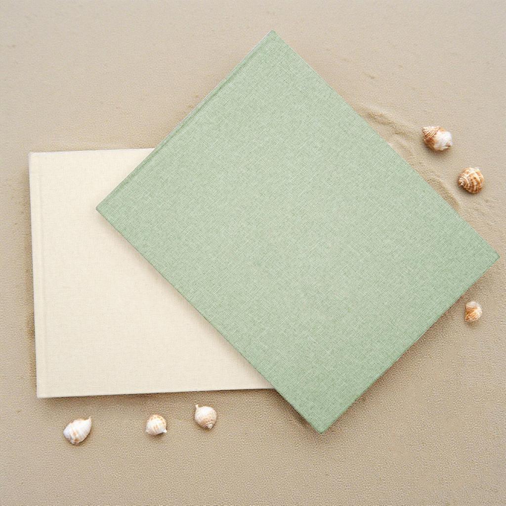 Linen Cross-Stitch Guestbook: Customizable Blank Notebook with Cloth Cover