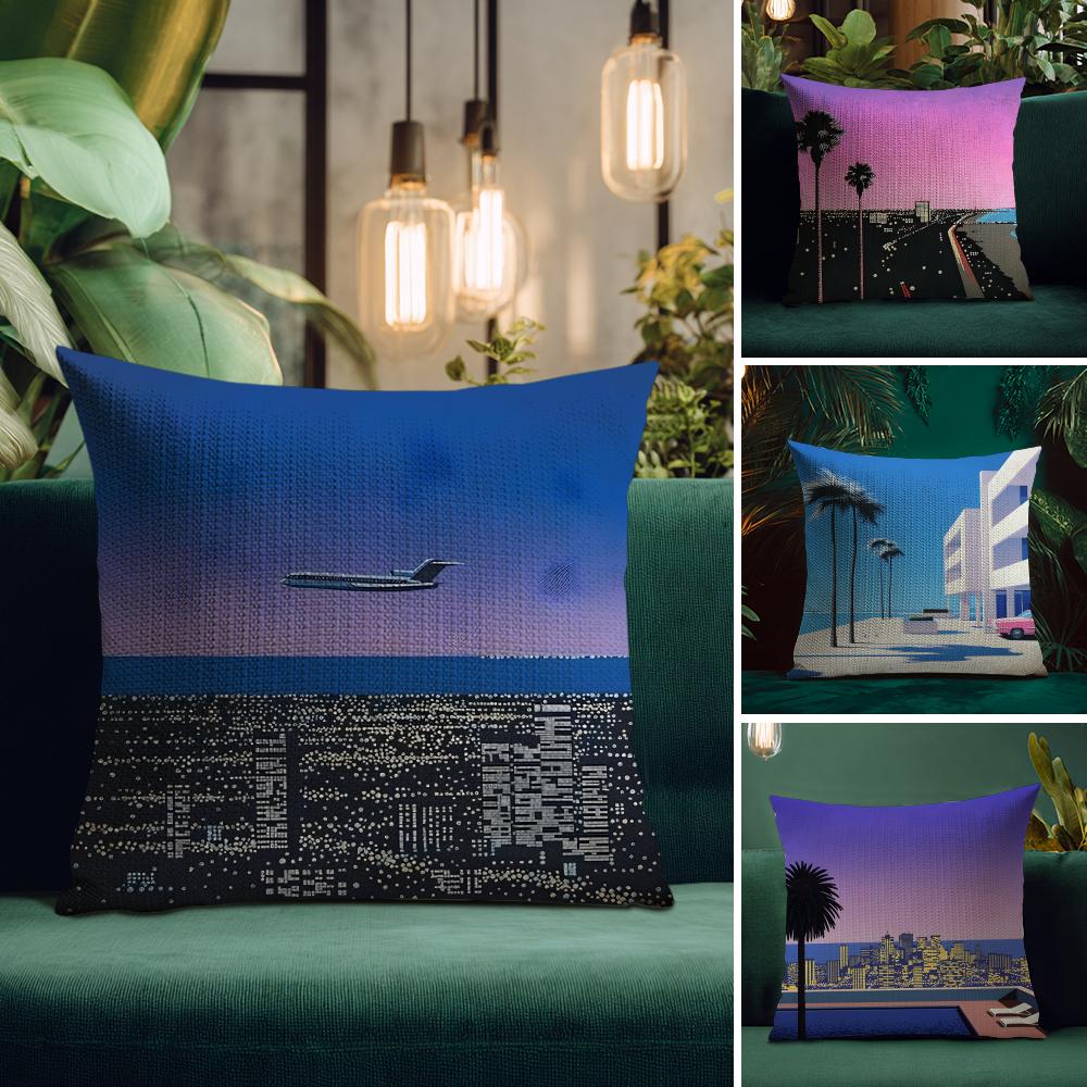 Hiroshi Nagai Fashion Cushion Cover Natural Linen Pillow Case DoubleSided Print Decorative Sofa Pillowcase Home Decor Gift