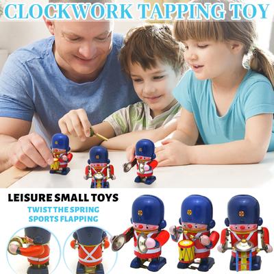 Toy Tinplate Clockwork Toy Walking Drummer Soldier Retro Easter Vintage Wind- Up Toy Kids Novelty Metal Tin Supplies