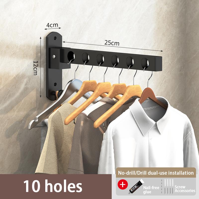 No-Drill Balcony Clothes Drying Rack Foldable Concealed Clothes Drying Rack Bathroom Wall-Mounted Clothes Rack