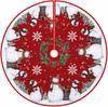 Christmas Tree Skirt 36 Inch, Snowman Snowflake Xmas Tree Skirt, Vintage Cardinal Bird Holly Wreath Winter Holiday Decor for Home Party, Tree Mat with