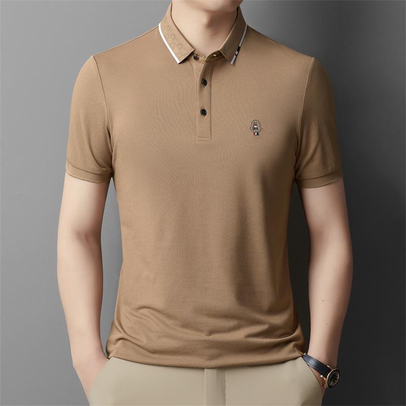 Summer New Solid Color Casual Polo Shirt Men's Business Lapel Thin Short-sleeved Breathable Men's T-shirt