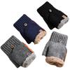 Half finger flip cover dew finger student writing double layer velvet thickened knitted men's winter gloves warm and cold proof
