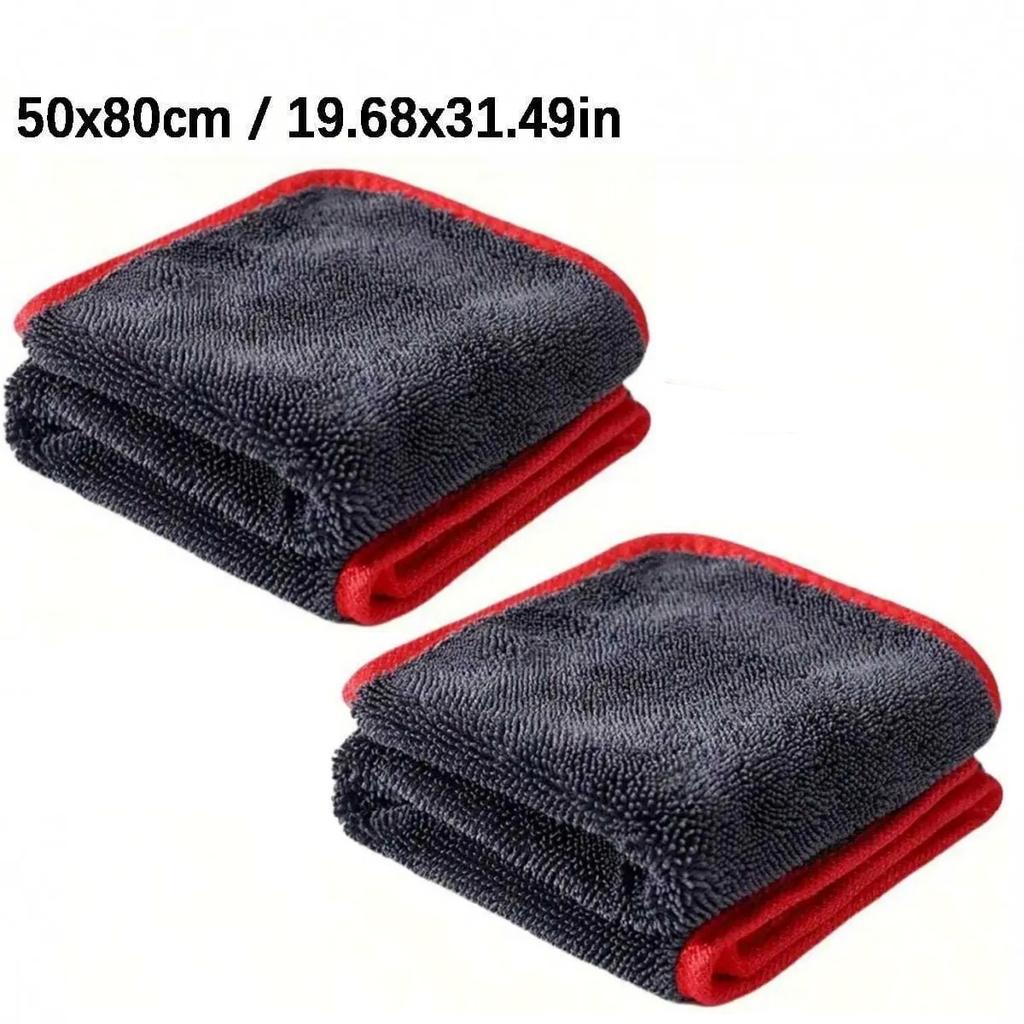 2Pcs Super Absorbent Microfiber Car Washing Towel Pulloff Drying for Car Windows Mirrors Wiping Rags Double Layer Cleaning Cloth