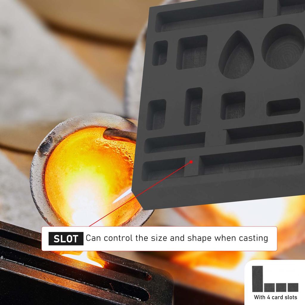 Multi-shaped graphite oil baths and crucible molds, suitable for smelting, casting, and refining gold, silver, metals, aluminum, copper, and brass