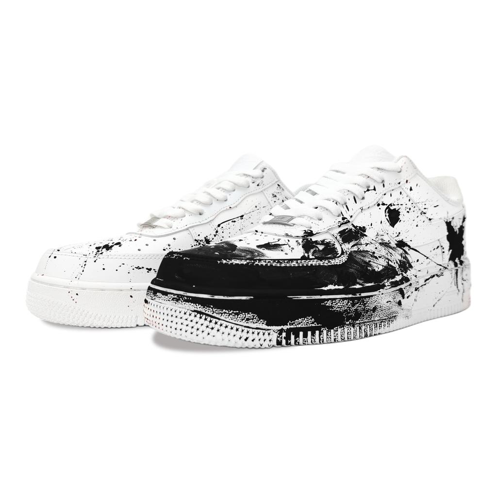 Nike Air Force 1 Slip Resistant Abrasion Resistant Low Top Skateboard Shoes Unisex Black White CW2288-111(Team587-D)