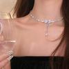 Bow tassel necklace women's light luxury neck chain collarbone chain dress choker