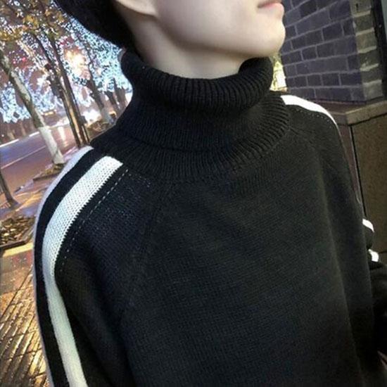 Herren Strickpullover Herbst Winter Lässig Rollkragen Slim Strickware Herren Locker Pullover