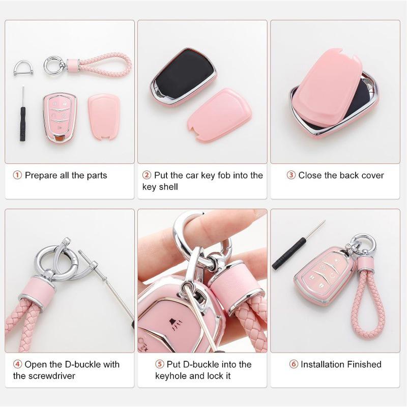 Fashion Pink For Volkswagen Vw Polo Golf 7 Passat Tiguan Mk2 Beetle Ateca Caddy T5 Flip Folding Car Key Case Cover Accessories