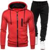 Chándal de moda para hombre, sudaderas con capucha, trajes lisos, sudaderas para hombre + pantalones deportivos con cordón, conjuntos de ropa deportiva holgada para el tiempo libre, invierno