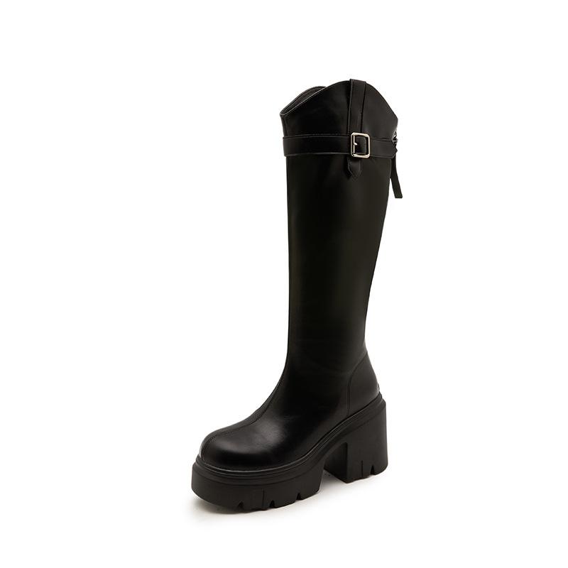 Small Knight Boots But Knee High Boots Women's 2025 Winter New Versatile Thick Heel Platform Boots Women